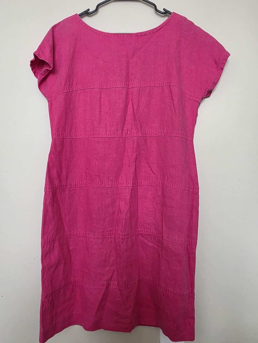 Banana Republic 100% Linen Pink Shift Dress Size 14 Cap Sleeve Summer Dress - Picture 2 of 5